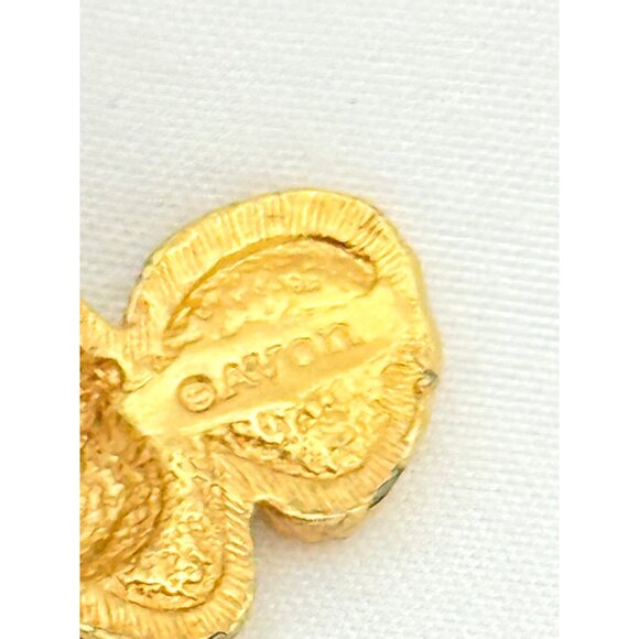 Vintage Avon Gold-Tone Squirrel Lapel Pin With Rhinestones & Faux Pearl Signed - Picture 5 of 5